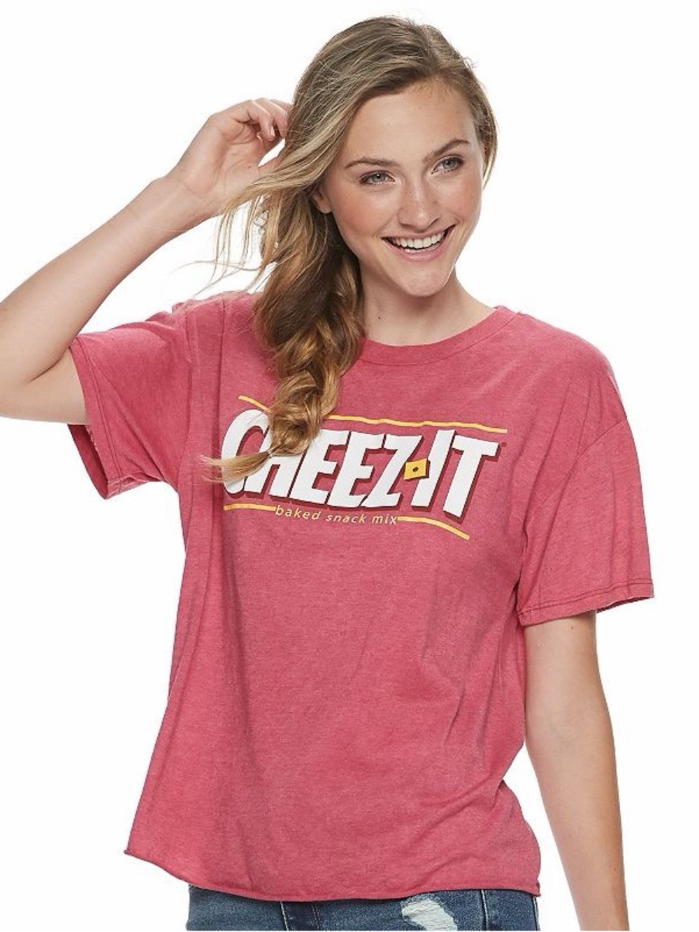 Cheez-It Graphic Tee XL Red Kellogg’s Vintage Style Raw Hem Shirt